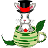Rabbit hat cup of tea