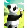 Panda mit Eiscreme