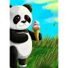 Panda mit Eiscreme