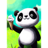 Panda mit Eiscreme