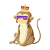 Monkey wearing the crown of the Queen of England