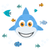 Child shark with small fish