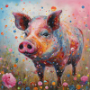 Bright Colourful Pig Art