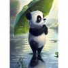 Panda mit Blattschirm
