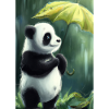 Panda mit Blattschirm