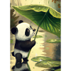Panda mit Blattschirm