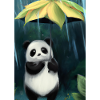 Panda mit Blattschirm