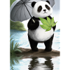 Panda mit Blattschirm