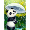 Panda mit Blattschirm