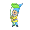 Garden gnome with leaf