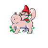 Garden gnome rides cat
