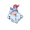 Garden gnome rides hare