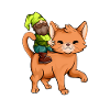 Gartenzwerg reitet Katze