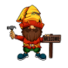 Garden gnome says welcome