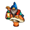 Garden gnome on fungus