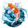 Koi-Karpfen in Aktion