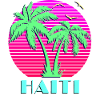 Haïti Retro Palm Trees Sunset