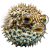 The pufferfish inflates when threatened