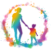 Silhouette von Mutter und Tochter