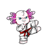 Comic Axolotl makes karate