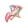 Comic Axolotl savoure un cocktail