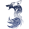 Blue Tribal Fantasy Fox