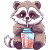 Waschbär mit Eiskaffee