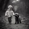 Baby Walking a puppy