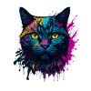 Buntes trendiges Splash Art Katzendesign