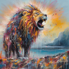 Abstract Lion Art by Bodhi