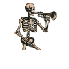 marching band, trombone, skeleton