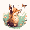 Fox with butterfly