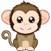 Cute, cheerful monkey - kawaii style