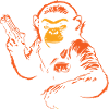 Gorilla mit einer Waffe