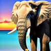 Elephant at sunset