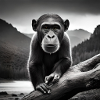 Affe Schwarz Weiß