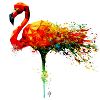 Aquarelle Flamant à gauche