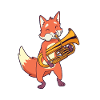 Cartoon fox plays euphonium