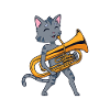 Cartoon cat playing euphonium