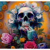 Skull and flowers