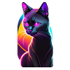 Black cat and neon effect
