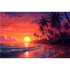 Beach Palm Trees Sunset