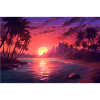 Beach Palm Trees Sunset