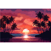 Beach Palm Trees Sunset