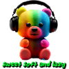 Gummy bear with headphones