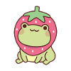 Cute Frog With Strawberry Hat
