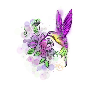 Wunderschönes Kolibri Design mit Blume