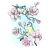 Blue and magnolias