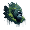 Aquarell Gorilla mit Blättern