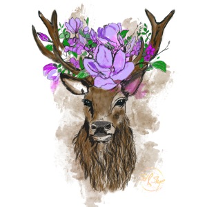 Wunderschöner Hirsch mit Blumenkrone